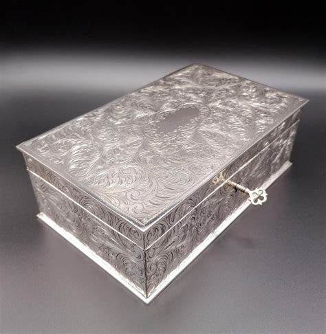 metallic silver boxes|solid silver jewelry box.